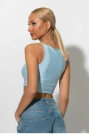 Crop top τιραντέ με τετράγωνη λαιμόκοψη σιέλ Crop top τιραντέ με τετράγωνη λαιμόκοψη σιέλ