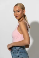Crop top τιραντέ με τετράγωνη λαιμόκοψη ροζ Crop top τιραντέ με τετράγωνη λαιμόκοψη ροζ