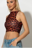 Crop top τιραντέ με τετράγωνη λαιμόκοψη leopard print πορτοκαλί Crop top τιραντέ με τετράγωνη λαιμόκοψη leopard print πορτοκαλί