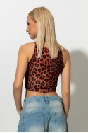 Crop top τιραντέ με τετράγωνη λαιμόκοψη leopard print πορτοκαλί Crop top τιραντέ με τετράγωνη λαιμόκοψη leopard print πορτοκαλί