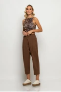 Crop top τιραντέ με τετράγωνη λαιμόκοψη leopard print καφέ Crop top τιραντέ με τετράγωνη λαιμόκοψη leopard print καφέ