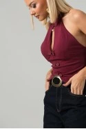 Crop top halter με άνοιγμα στο στήθος μπορντό