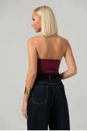 Crop top halter με άνοιγμα στο στήθος μπορντό