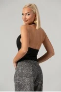 Crop top halter με άνοιγμα στο στήθος μαύρο