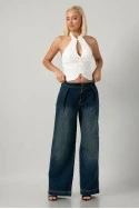 Crop top halter με άνοιγμα στο στήθος λευκό