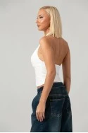 Crop top halter με άνοιγμα στο στήθος λευκό
