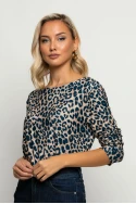 Μπλούζα με boat neck leopard print μπλε