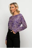 Μπλούζα με boat neck leopard print μωβ
