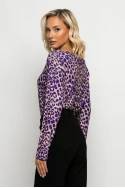 Μπλούζα με boat neck leopard print μωβ
