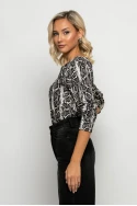Μπλούζα με boat neck snake print μαύρο