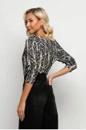 Μπλούζα με boat neck snake print μαύρο