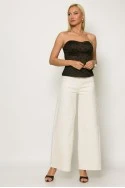 Μπλούζα strapless λεοπάρ με ρίγα στο πλαι και cups μαύρο