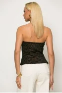 Μπλούζα strapless λεοπάρ με ρίγα στο πλαι και cups μαύρο