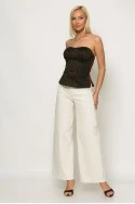 Μπλούζα strapless λεοπάρ με ρίγα στο πλαι και cups μπορντό