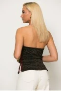 Μπλούζα strapless λεοπάρ με ρίγα στο πλαι και cups μπορντό