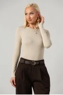 Kορμάκι μακρυμάνικο με στρογγυλή λαιμόκοψη μπεζ