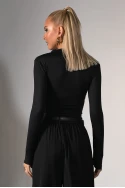Kορμάκι με φερμουάρ στο ντεκολτέ μαύρο