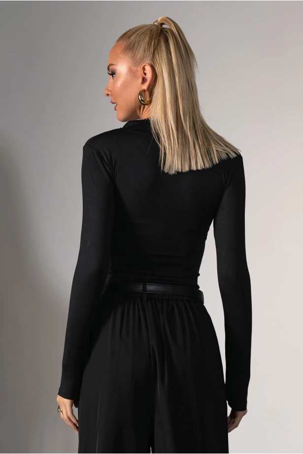 Kορμάκι με φερμουάρ στο ντεκολτέ μαύρο