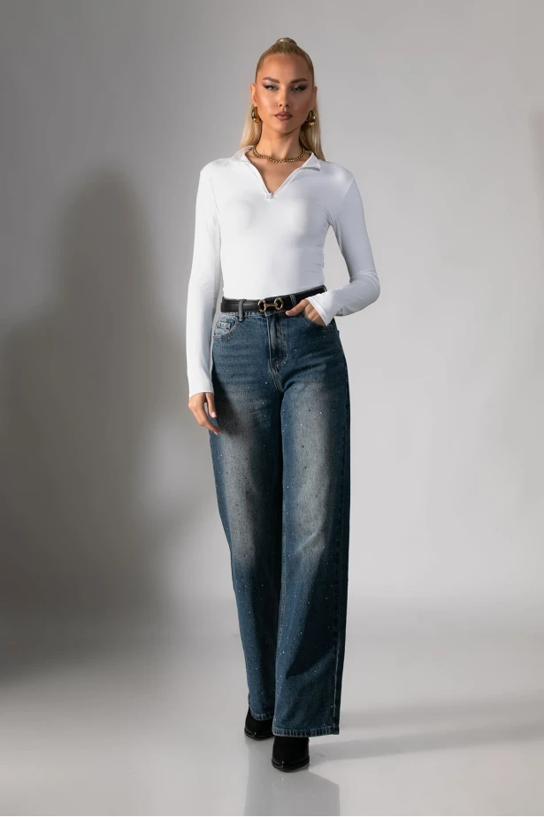 Kορμάκι με φερμουάρ στο ντεκολτέ λευκό