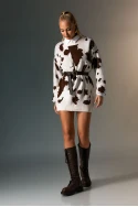Πλεκτή μπλούζα cow print καφέ Πλεκτή μπλούζα cow print καφέ