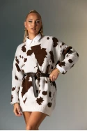 Πλεκτή μπλούζα cow print καφέ Πλεκτή μπλούζα cow print καφέ