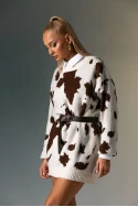 Πλεκτή μπλούζα cow print καφέ Πλεκτή μπλούζα cow print καφέ