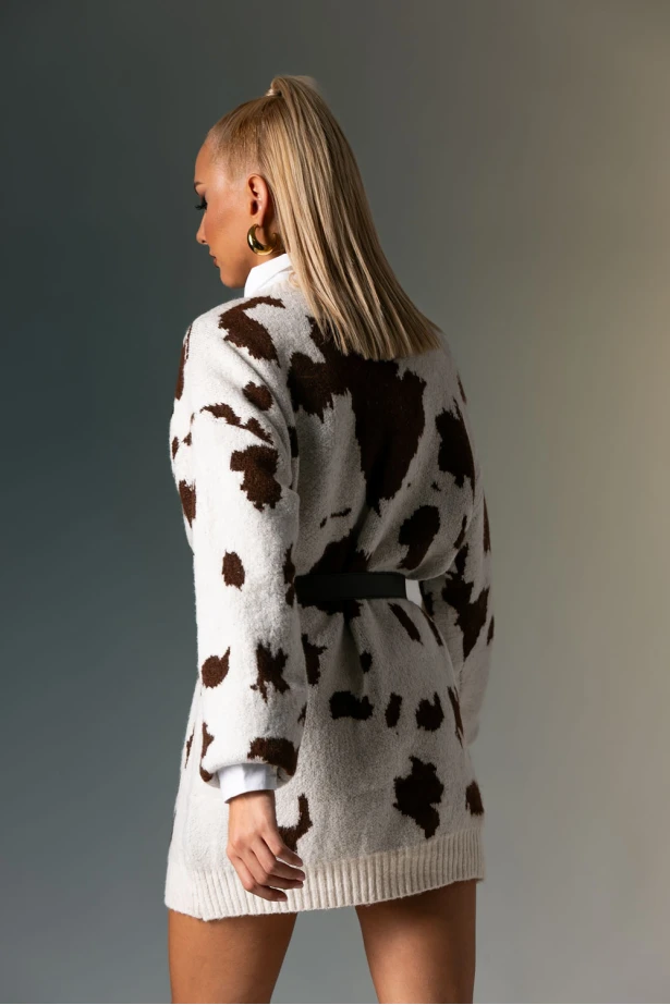 Πλεκτή μπλούζα cow print καφέ Πλεκτή μπλούζα cow print καφέ