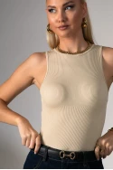 Kορμάκι ριπ με παρτούς ώμους μπεζ