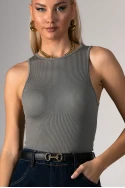 Kορμάκι ριπ με παρτούς ώμους γκρι