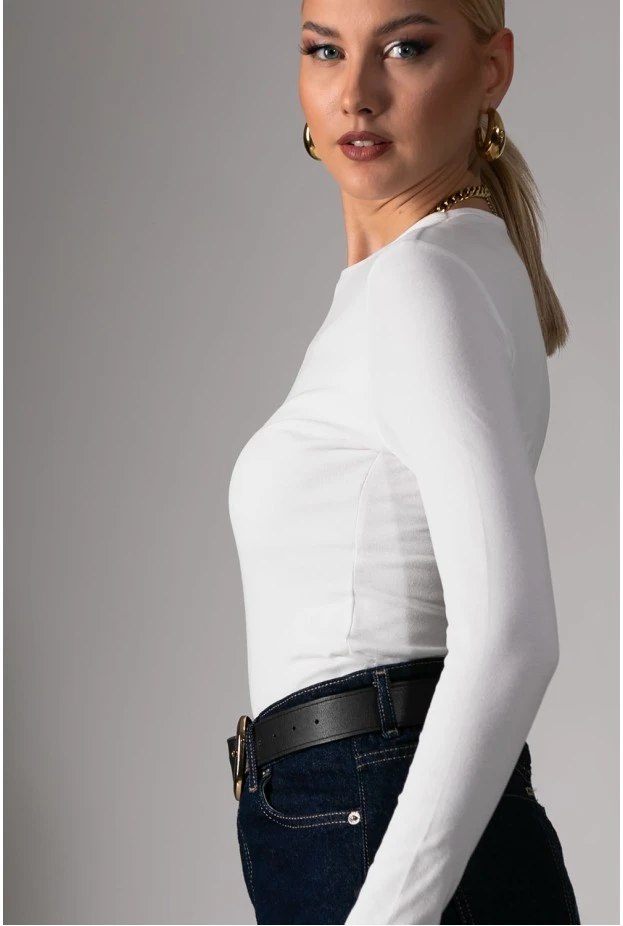 Kορμάκι με στρογγυλή λαιμόκοψη λευκό