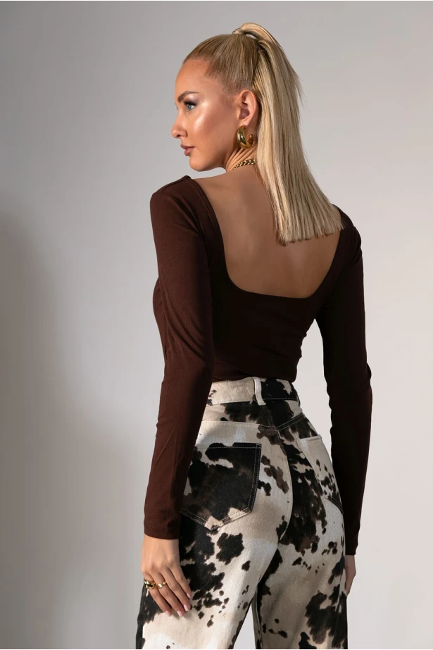 Kορμάκι με cups και χαμηλή πλάτη καφέ 