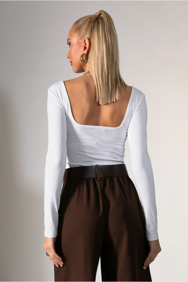 Kορμάκι με cups και χαμηλή πλάτη λευκό