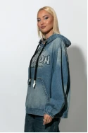 Oversized jean μπλούζα με κουκούλα μπλε Oversized jean μπλούζα με κουκούλα μπλε