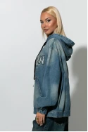 Oversized jean μπλούζα με κουκούλα μπλε Oversized jean μπλούζα με κουκούλα μπλε
