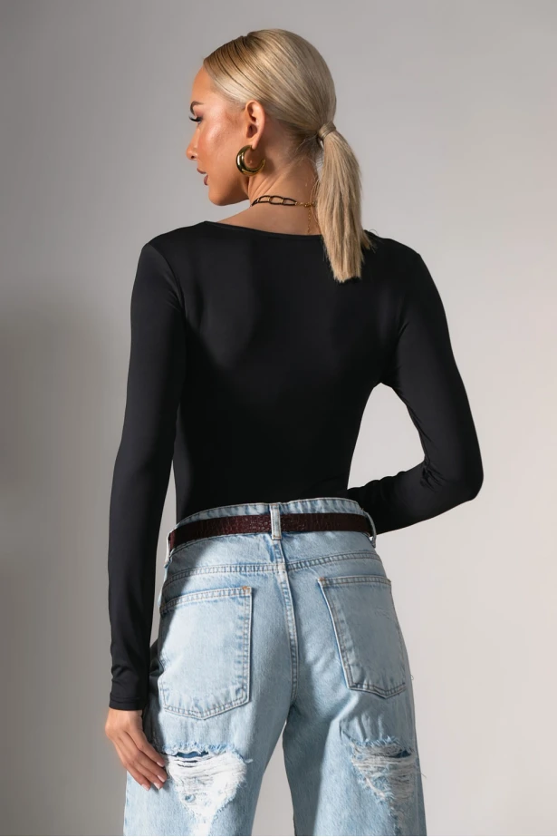 Kορμάκι με v στο ντεκολτέ μαύρο 