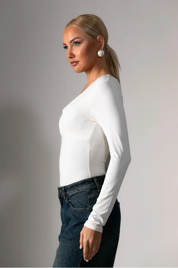 Kορμάκι με v στο ντεκολτέ λευκό