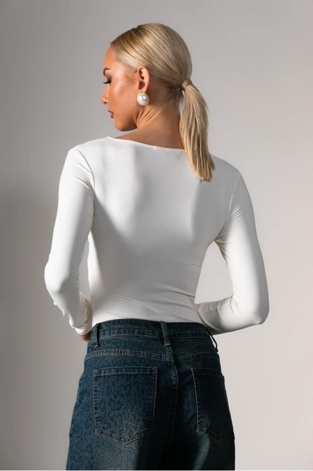 Kορμάκι με v στο ντεκολτέ λευκό