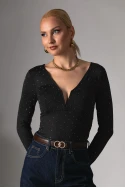 Kορμάκι με v strass και cups μαύρο