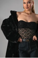 Strapless κορμάκι δαντέλα με cups μαύρο