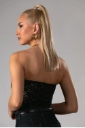 Strapless κορμάκι δαντέλα με cups μαύρο