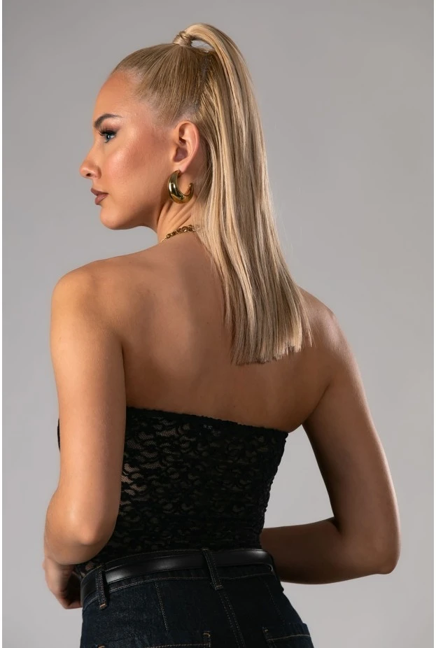 Strapless κορμάκι δαντέλα με cups μαύρο