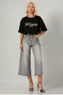 T-shirt oversized με στράς chi omega μαύρο