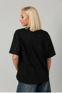 T-shirt oversized με χρυσόσκονη και στράς ardina μαύρο