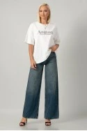 T-shirt oversized με χρυσόσκονη και στράς ardina λευκό