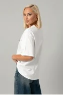 T-shirt oversized με χρυσόσκονη και στράς ardina λευκό