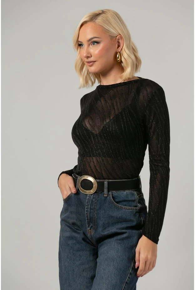 Κορμάκι τούλινο με ανάγλυφα σχέδια μαύρο