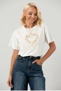 T-shirt με κέντημα καρδιά λευκό