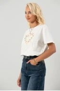 T-shirt με κέντημα καρδιά λευκό
