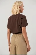 T-shirt με κέντημα καρδιά καφέ