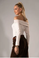 Μπλούζα off shoulder μπεζ ανοιχτό
